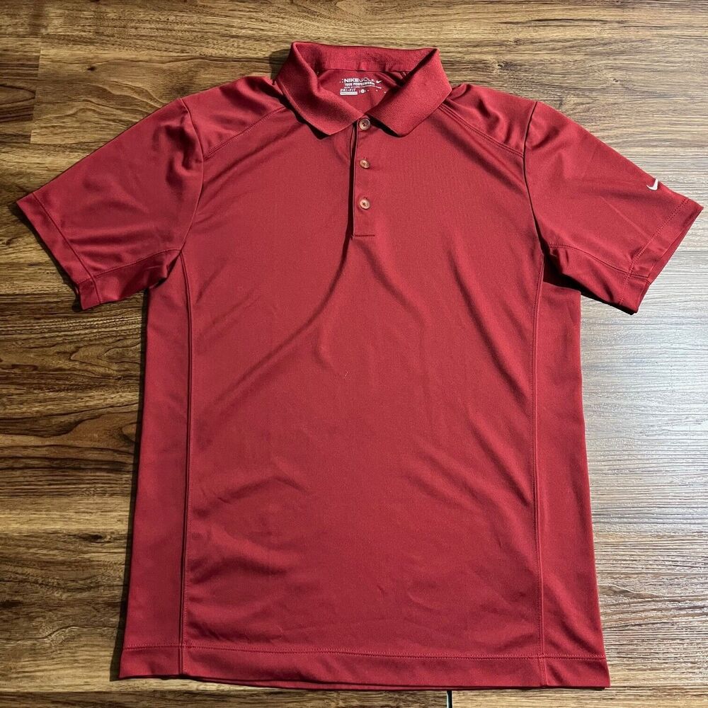Nike Golf Tour Performance Dri Fit Polo Shirt Red Short Sleeve Top Men's Size M